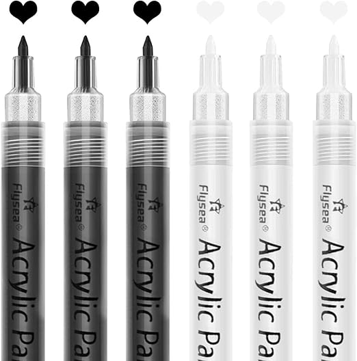 Acrylic Paint Pens, White Black Paint Marker 0.7mm Extra Fine Point