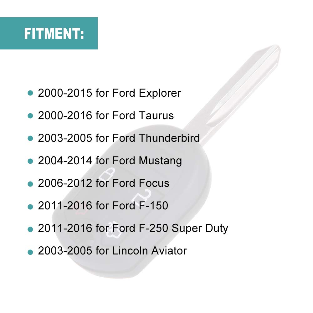 SELEAD Keyless Entry Remote Control Car Key Fob Clicker Transmitter 4 Buttons fit for Ford for Edge for Escape for Crown Victoria 01-16 Antitheft Keyless Entry Systems 164-R8070C 2pcs US Stock