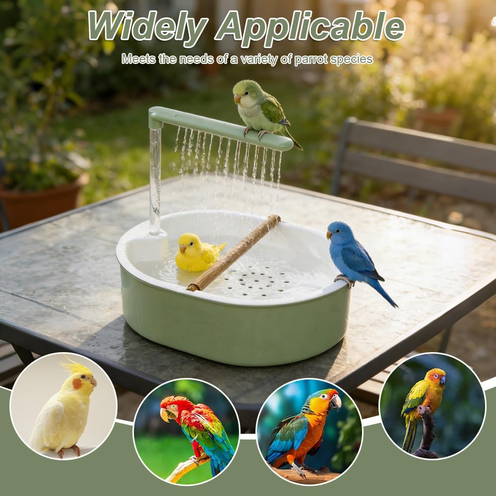 Bañera Automática para Pájaros, Cubo Bañera para Pájaros Cuenco Pequeño para Bañera para Loros con Ducha de Agua Circulante Ducha Bañera para Periquitos Alondras y Pájaros Pequeños
