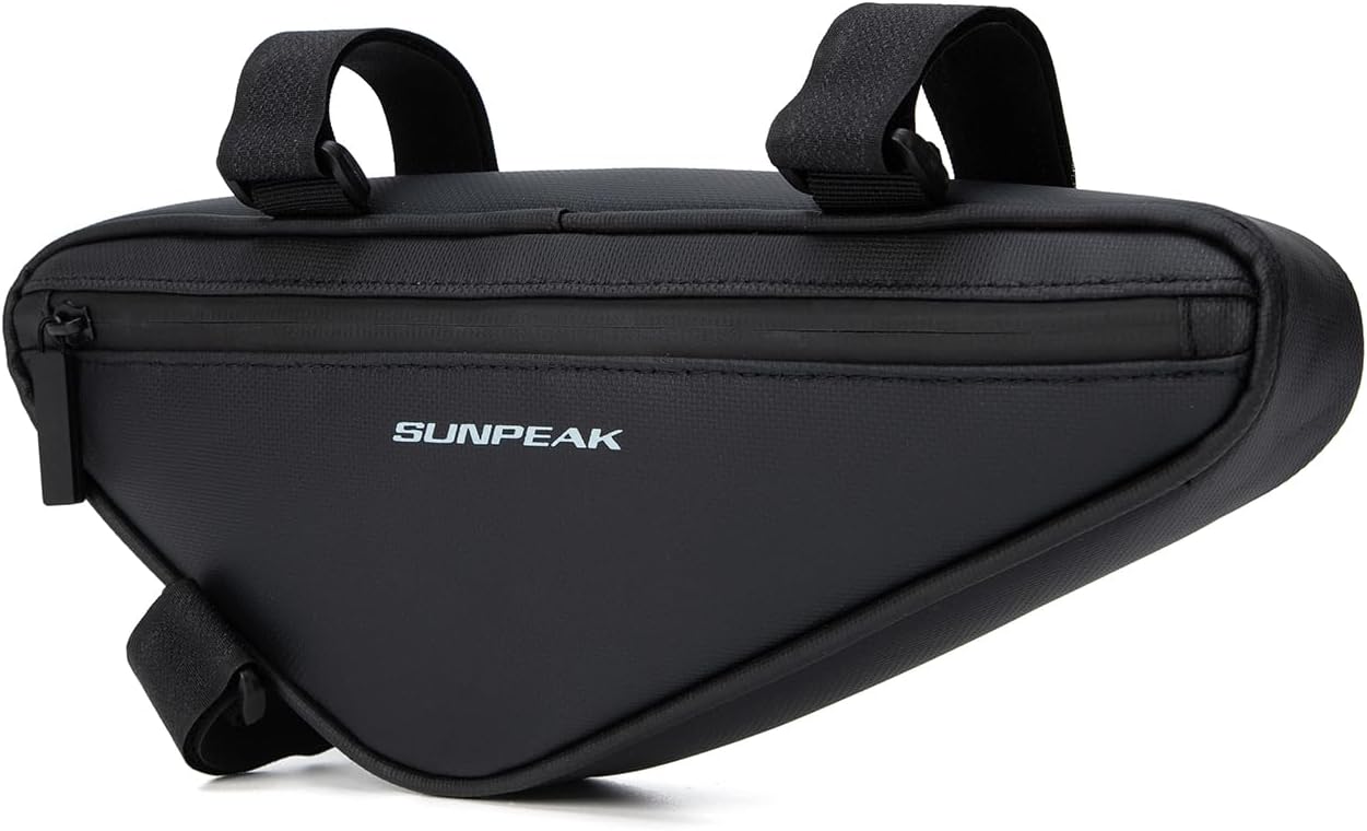 Sunpeak Bike Frame Bag 1.2L, Water Resistant Bicycle Triangle Storage Pouch, Slim Top Tube Bike Bag for Phone Wallet Keys Tools, Cycling Accessories for Road Bike MTB Commuter Bikes