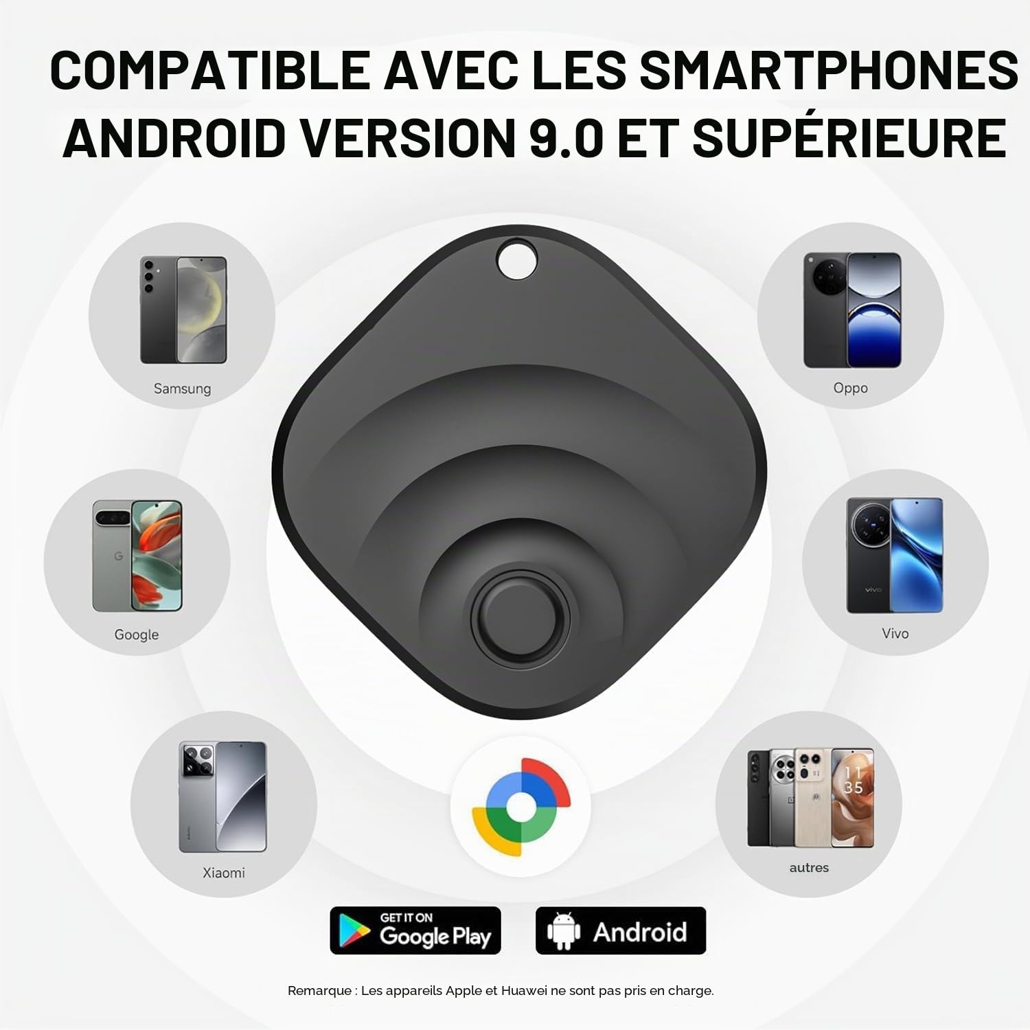 Reyke Android Tracker, Smart Tag Compatible avec Google Find My (Android Seulement), Traceur pour clés, Bagages, Valise, Portefeuille, 4 Pack