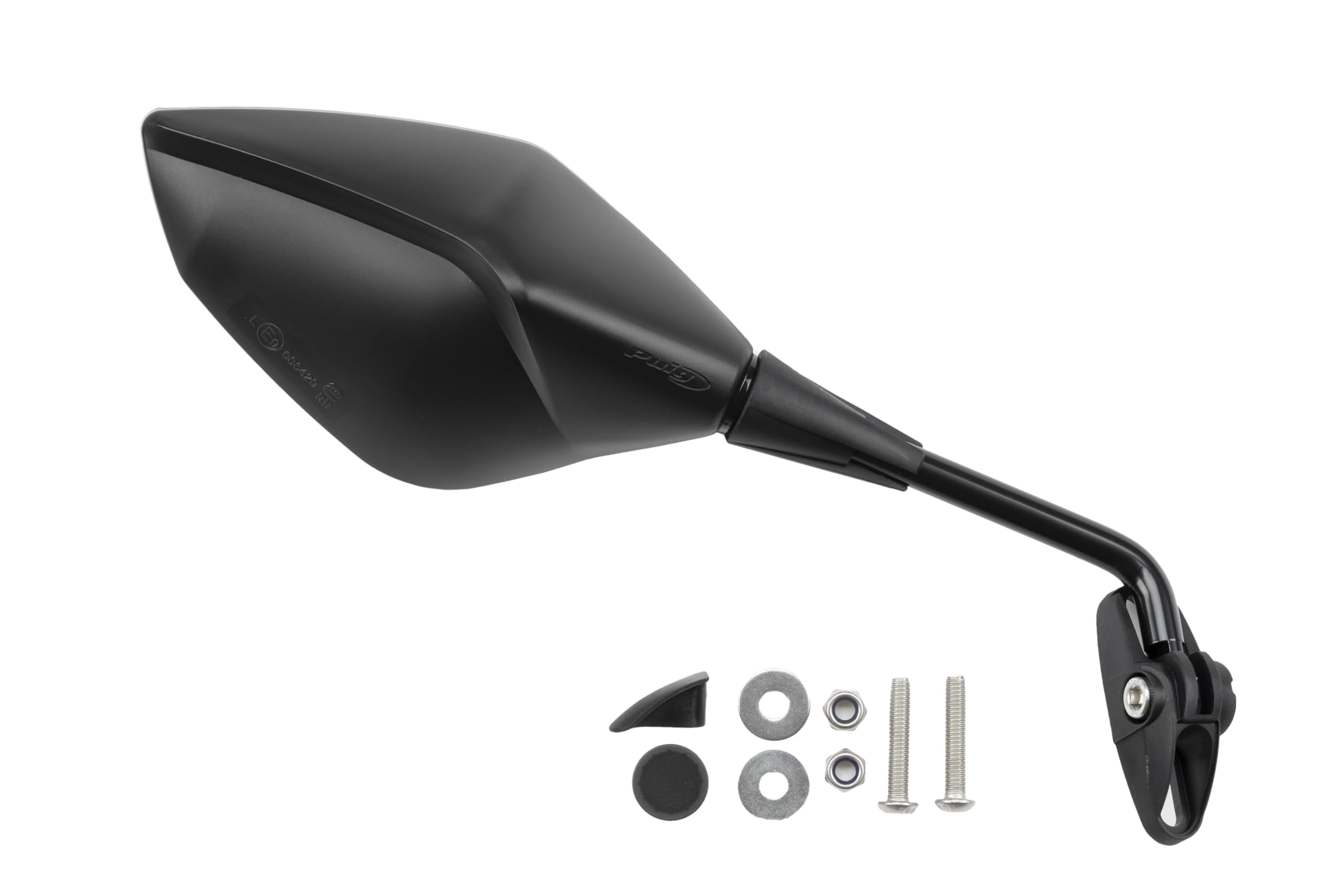 Puig 21827N Z3 Mirror; right with 70º fairing mount; wraparound plastic housing; convex anti-glare mirror; manual adjustment; not compatible with Riding Assistant, Black