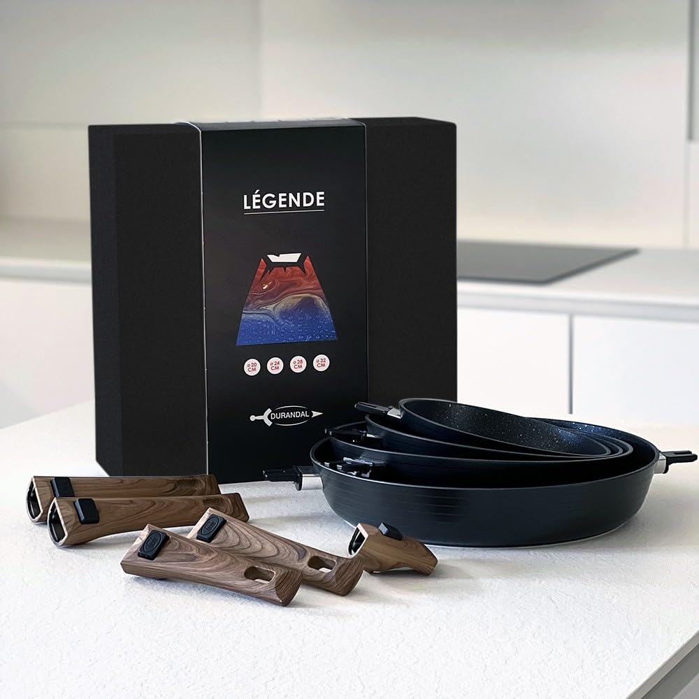 Durandal - Coffret 4 poêles antiadhésives Légende à manches amovibles 20,24,28,32cm -Batterie de cuisine compatible four,induction