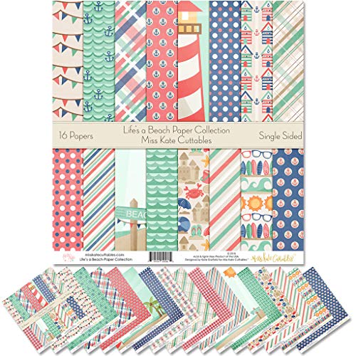 Pattern Paper Pack - Life's a Beach - Scrapbook Premium Specialty Paper Single-Sided 12