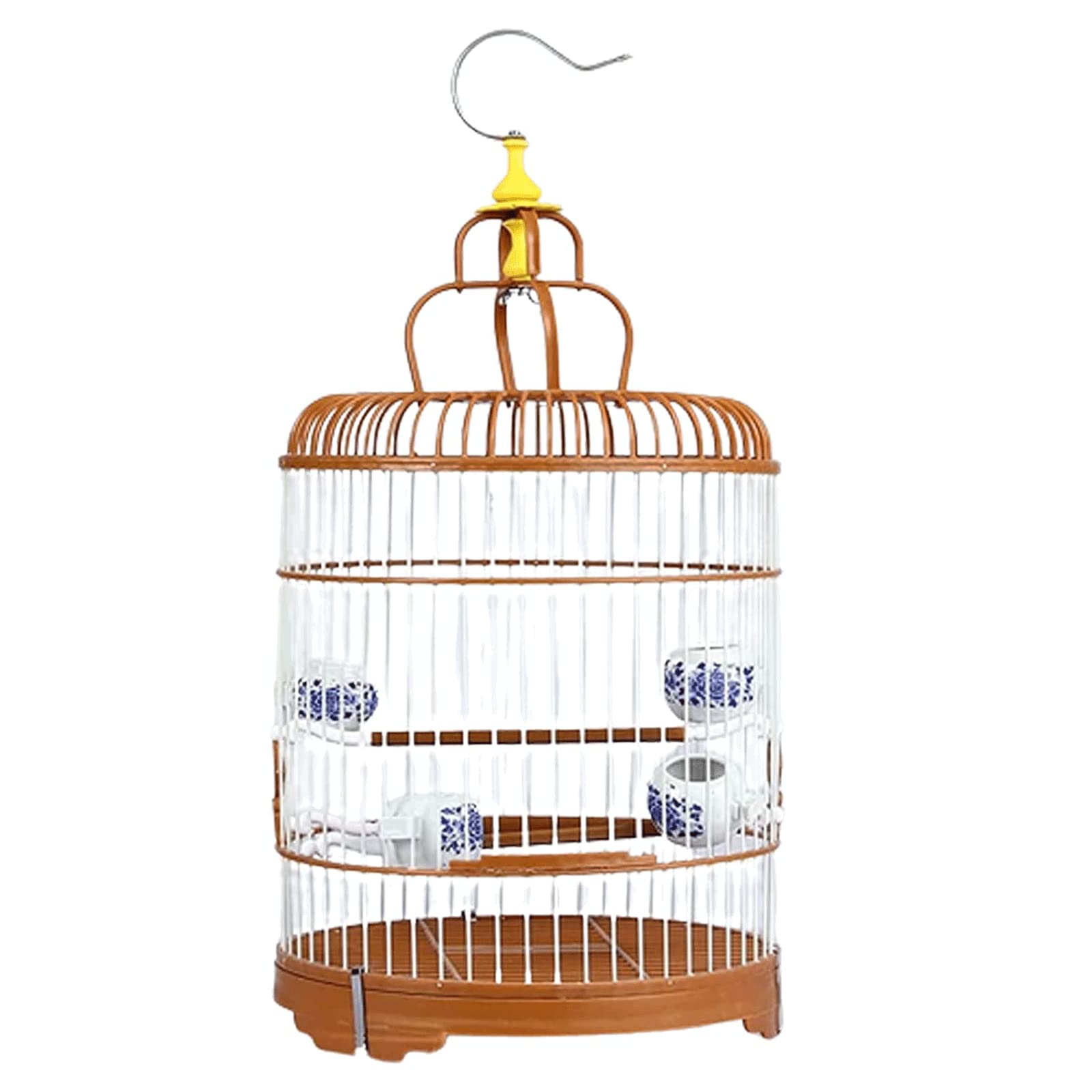 Gabbia per Uccelli Gabbia per Uccelli Portatile Trasportini per Uccelli Rotondi in Plastica con Ganci Gabbie per Uccelli da Appendere per La Casa per Piccoli Uccelli Gabbi,Brown-Set