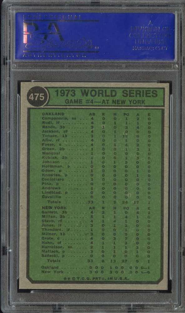1974 Topps #475 1973 '73 World Series Game #4 MLB PSA 9 Graded Baseball Card