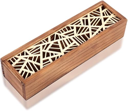 Estuche de madera para lápices, caja de almacenamiento con tapa deslizante de madera vintage, cajas de regalo de recuerdo para pasatiempos