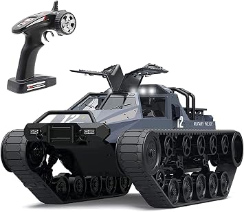 Simulation Remote Control Crawler High Speed Tank Off-Road 4WD RC Car 2.4 Ghz RC Army Truck 1/12 Drift Tank RC Car 360 Rotating Vehicle Climbing Car Birthday Gift for Adults 3 batterys
