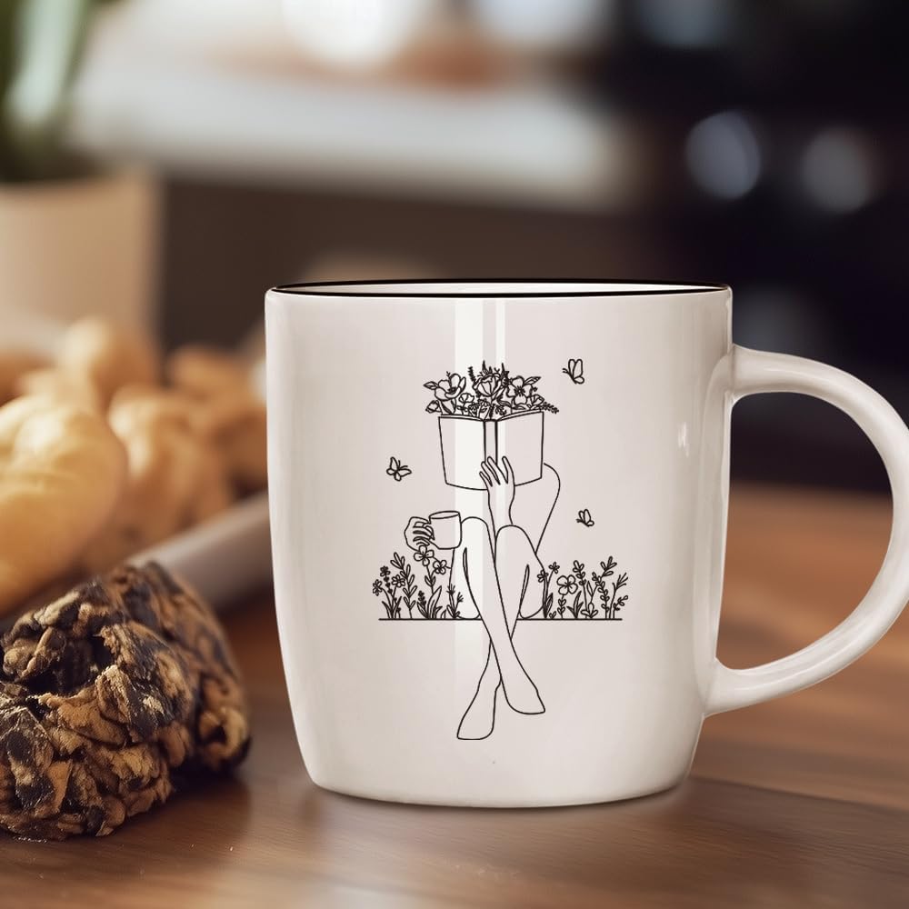Reading Coffee Mug Gift Just One More Chapter for Book Lovers, Novelty Coffee Mugs for Readers, Writers & Bibliophiles, Perfect Christmas Thanksgiving Birthday Present for Women Men, 13oz
