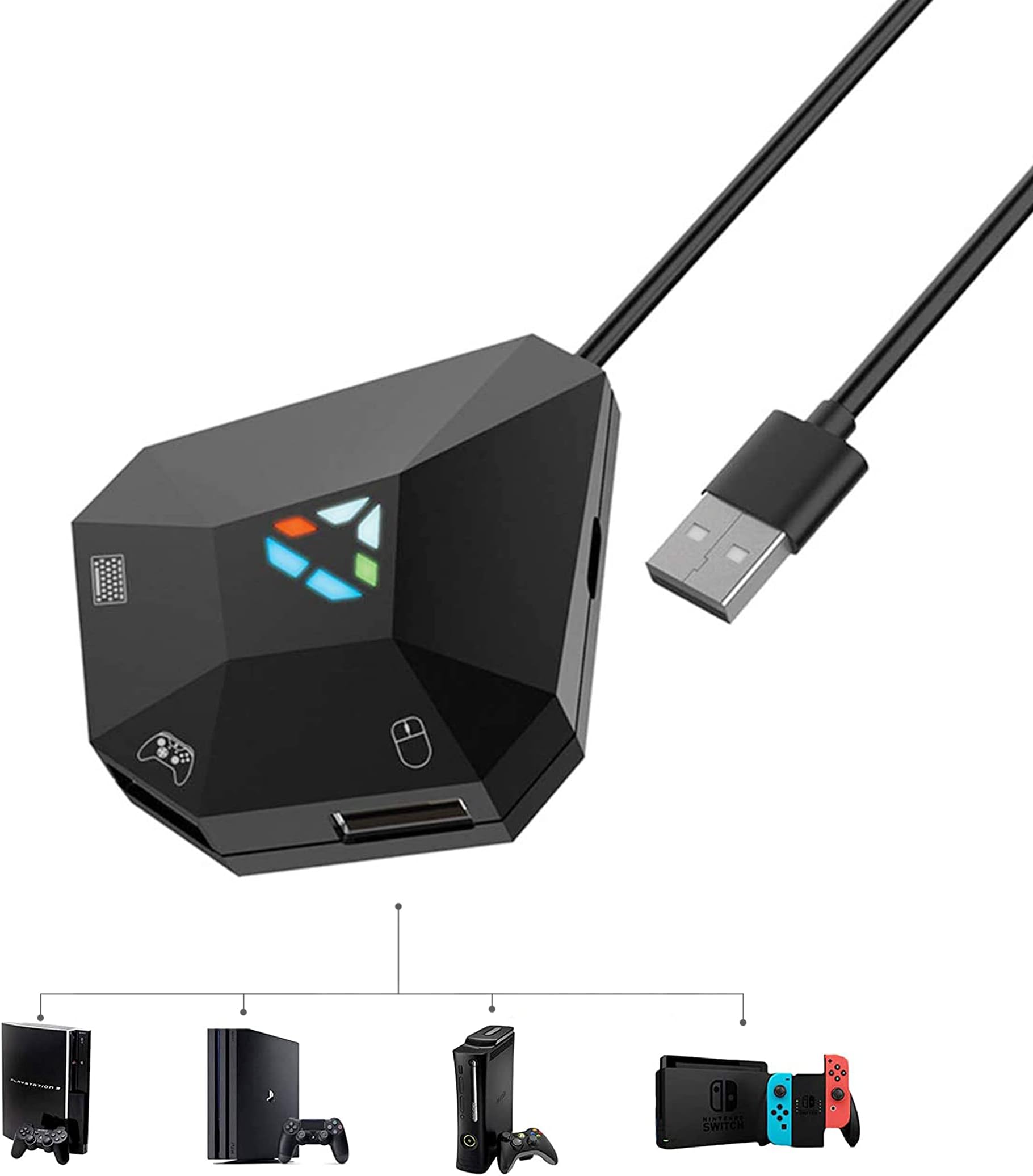 Dobe NS-Switch PS4 PS3 Game Keyboard and Mouse Adapter for PS4, PS3, Xbox one, N-Switch, Host Series Converter（Original Handle Guide Connection）