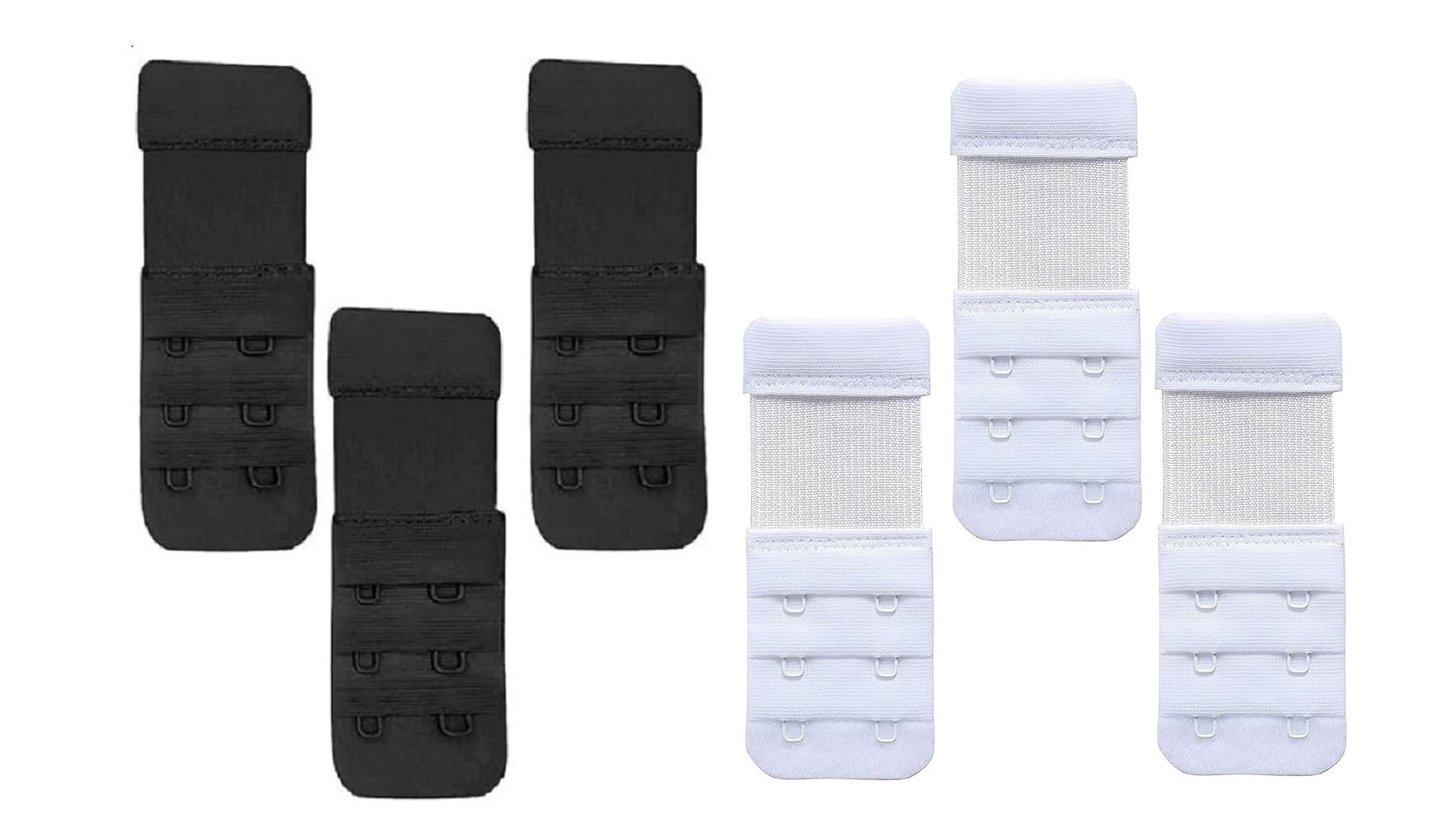 2 Hooks Bra Extender Elastic Bra Band Hook Strap Extensions for Women & Girls Pack of 6 Black & White Color-image-29