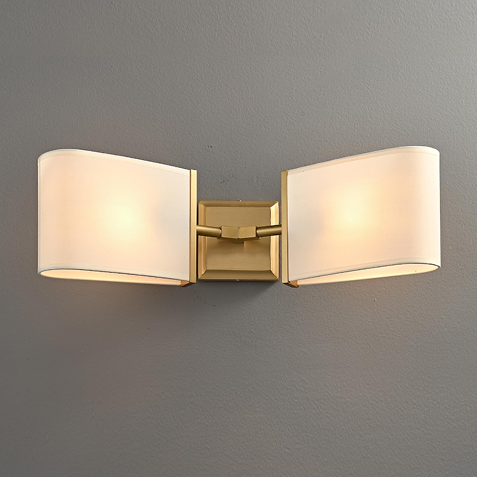KBUUKYYXouy Wall Lights for Bedroom Gold Wall Sconce with Fabric Shade 2 Light Armed Sconces Classic Brushed Brass Wall Lamp Hardwired Fixtures for Entryway Bedroom Dinning
