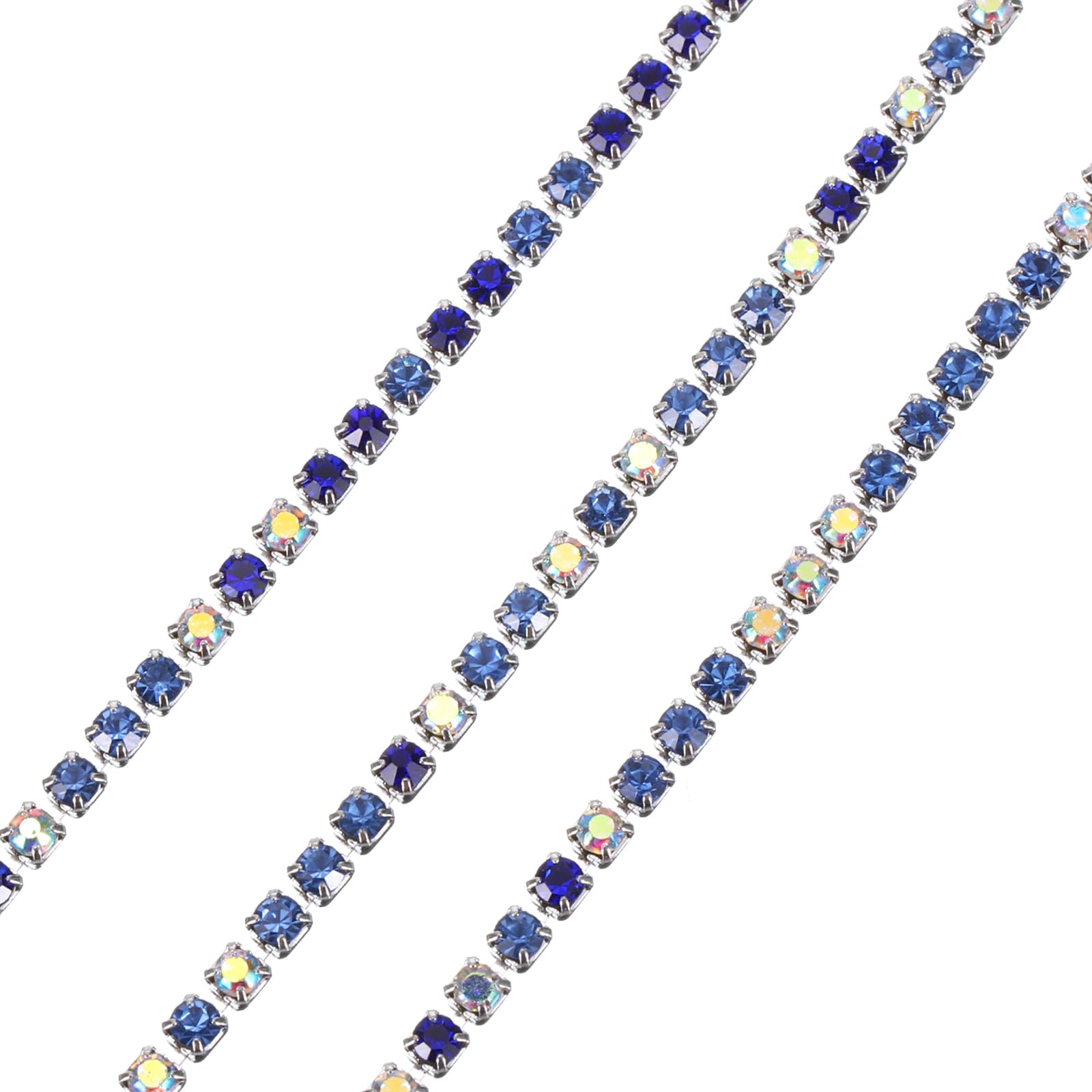 Chaîne en strass en cristal 2mm argenté pour personnaliser vos vêtements et sacs de soirée