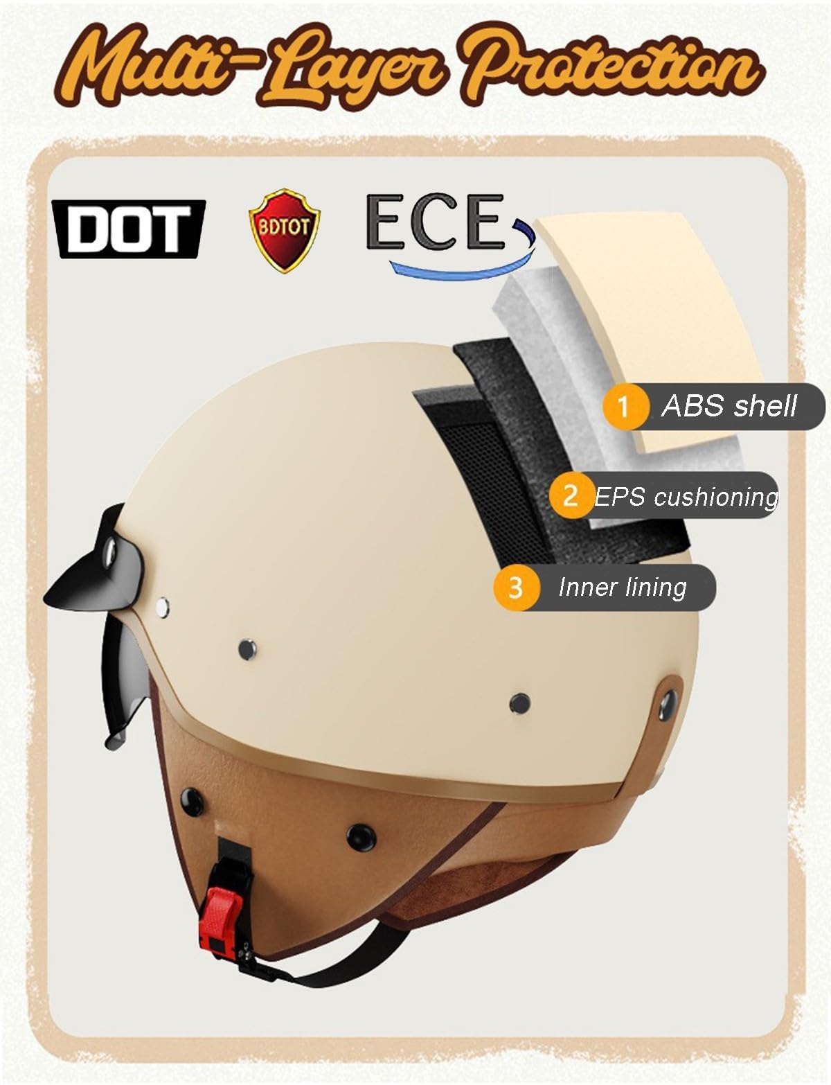 Bluetooth Casco Moto Retrò Caschi Cromwell Jet E Demi - Omologati ECE/DOT Retrò Casco Anticollisione Di Sicurezza Jet Casco Moto A Mezzo Casco Per Scooter Chopper Cruiser