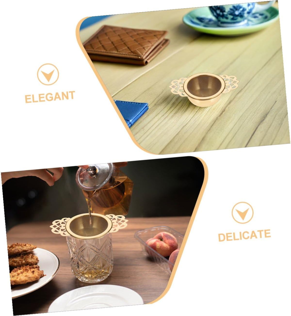 Cabilock 4pcs Stainless Steel Tea Strainers Mesh Filter with Petal Handles Loose Leaf Tea Infuser for Home and Office Teapot Brewing