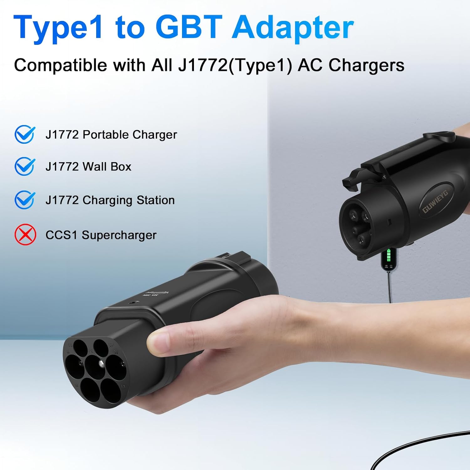 GUWIEYG Type1 to GBT Adapter compatible with J1772 AC chargers