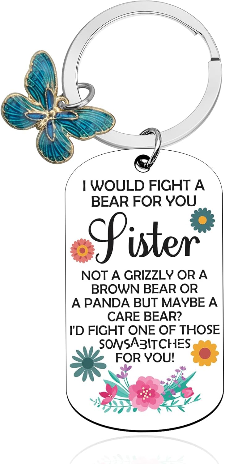 Vadaka Sister Birthday Keychain from Brother Funny Sister Keychain Birthday Gifts for Sisters Graduation Gift Little Sisters Gift from Big Brothers Christmas Valentines Day Gifts Keychains