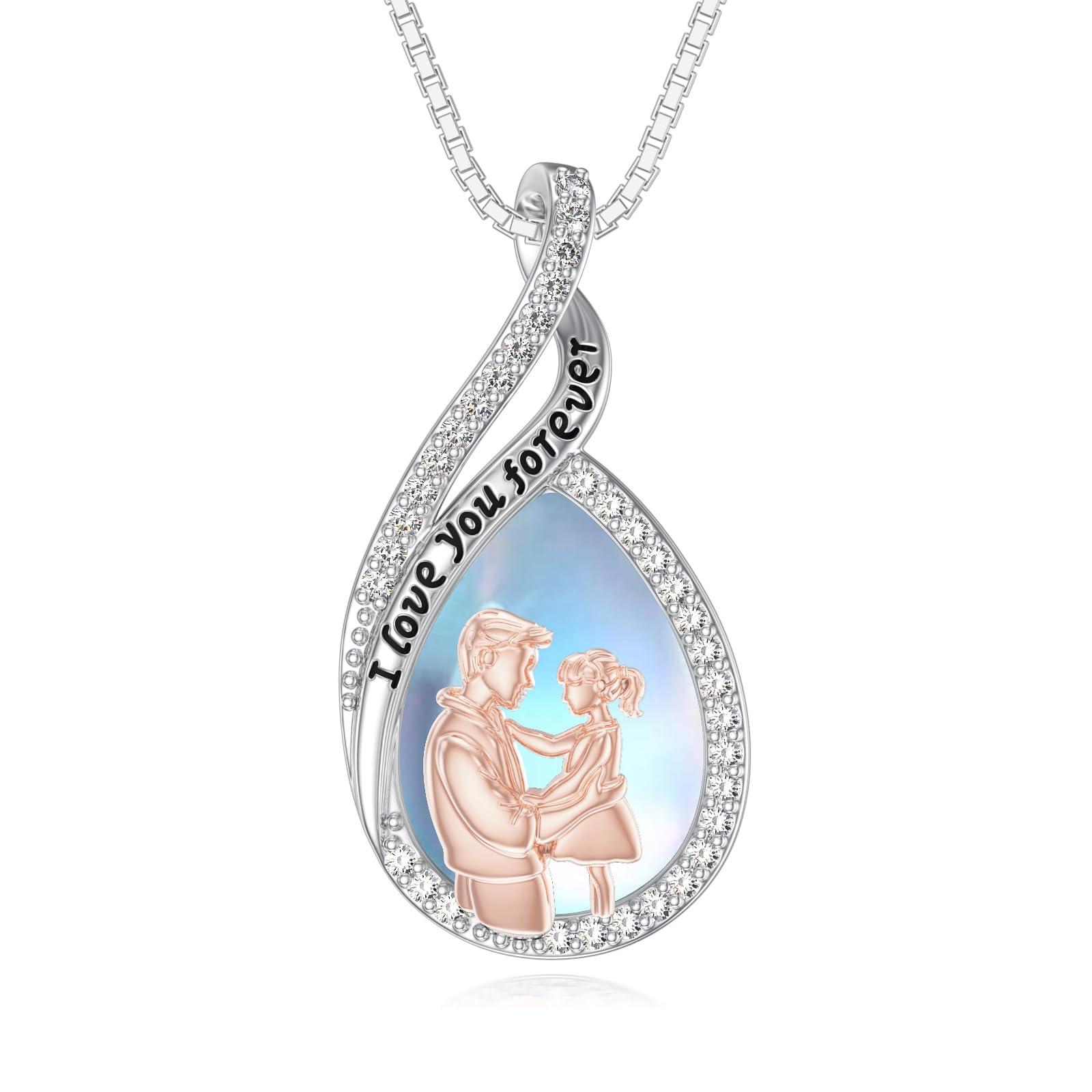 RomantiCWORK Collar de padre e hija de plata de ley 925 con colgante de corazón y papá hija regalo de cumpleaños, joyas para mujer y niña