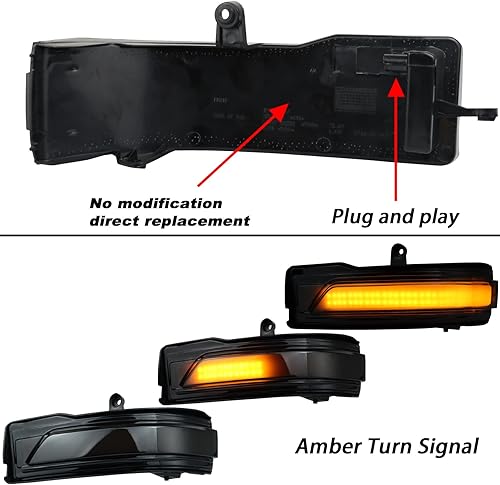 Miniatura 2 de 2 lámparas LED de señal de giro dinámicas secuenciales ámbar con marcador de espejo lateral trasero compatibles con Dodge Ram 1500 2019-2023,