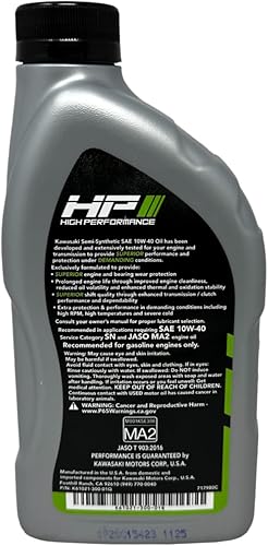 Miniatura 5 de Cyclemax Paquete de dos para Kawasaki KPO Semisintético 10W-40 Aceite de motocicleta de 4 tiempos K61021-300-01Q contiene dos cuartos y un embudo