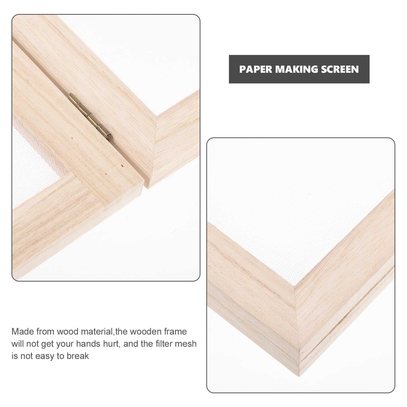 PRETYZOOM Marco De Madera Para Manualidades De Papel 9.84X7.48In Con Malla Resistente Herramienta Educativa Para Niños Fabricación De Papel Artesanal Diy En Casa