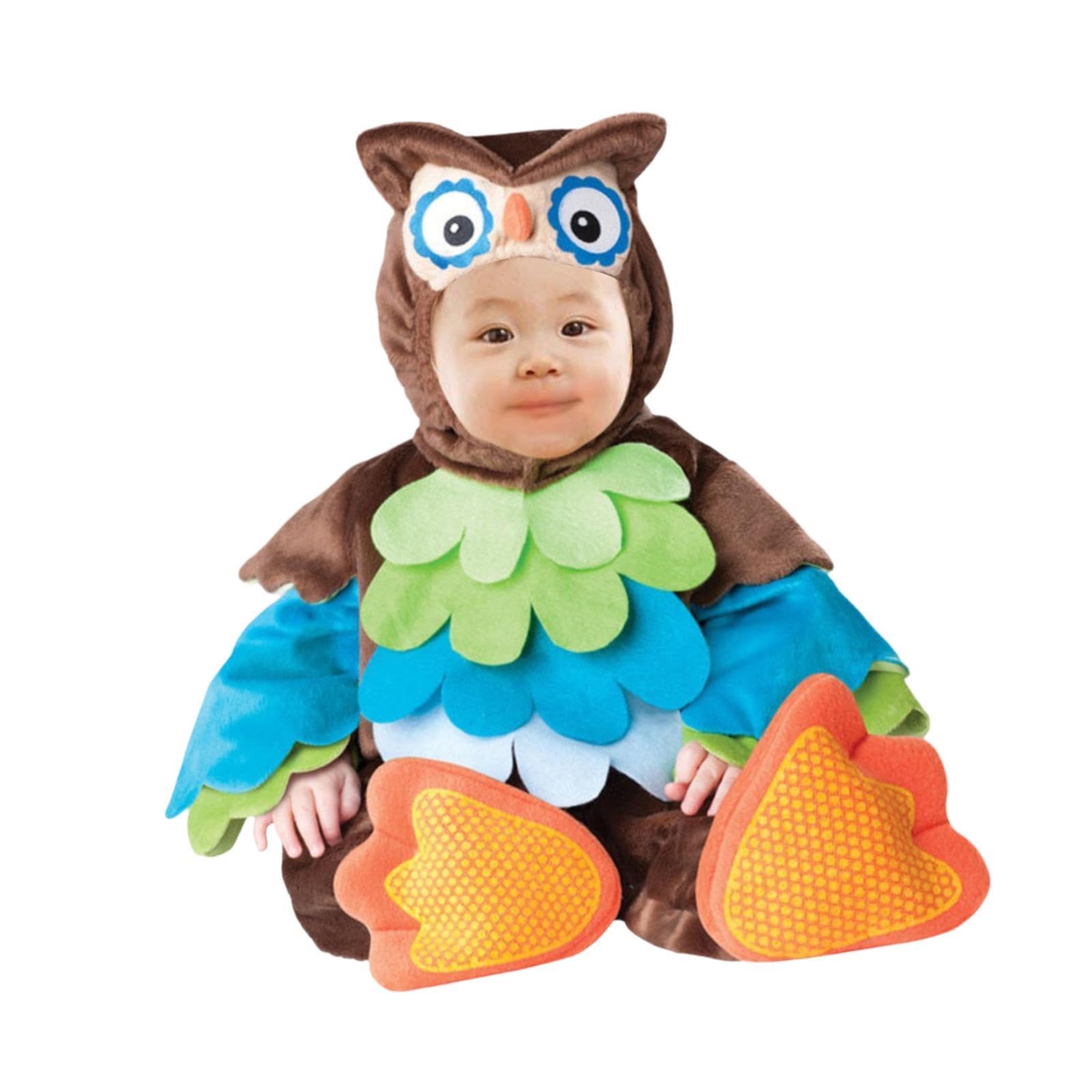 rockible Costume da Cucciolo di Animale, Tutina con Cappuccio, Accessorio per Travestimenti, Divertente e Originale, per Halloween, spettacoli teatrali e, Gufo, S