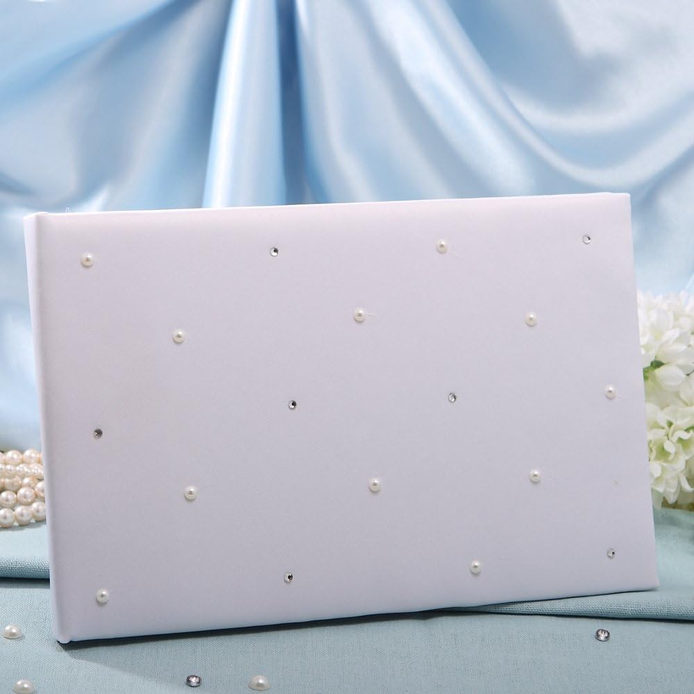 KateMelon Starlight Wedding Guest Book and Pen Set, White