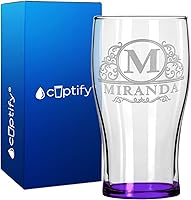 Vista 54 de Vaso de pub personalizado elaborado con nombre de círculo de 20 onzas, copas de cerveza grabadas con fondo azul con texto personalizado, regalo