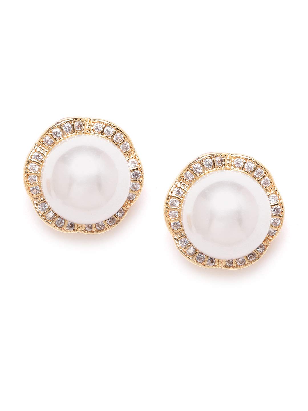 Zaveri Pearls Sparkling Cubic Zirconia & Pearl Stud Earring For Women-ZPFK9462 (B084KJBJTM) Amazon Price History, Amazon Price Tracker