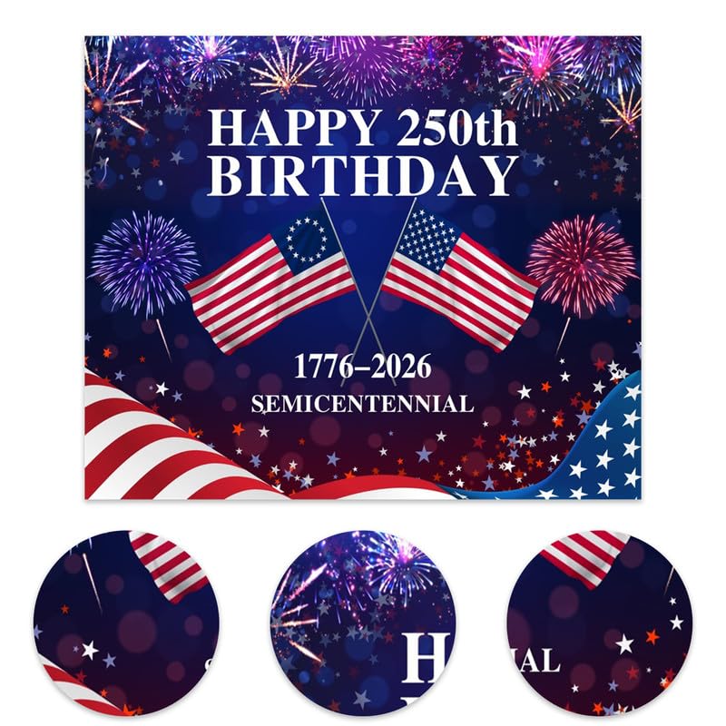 Telón de fondo USA 250 aniversario 10x8ft bandera y fuegos miniatura 5