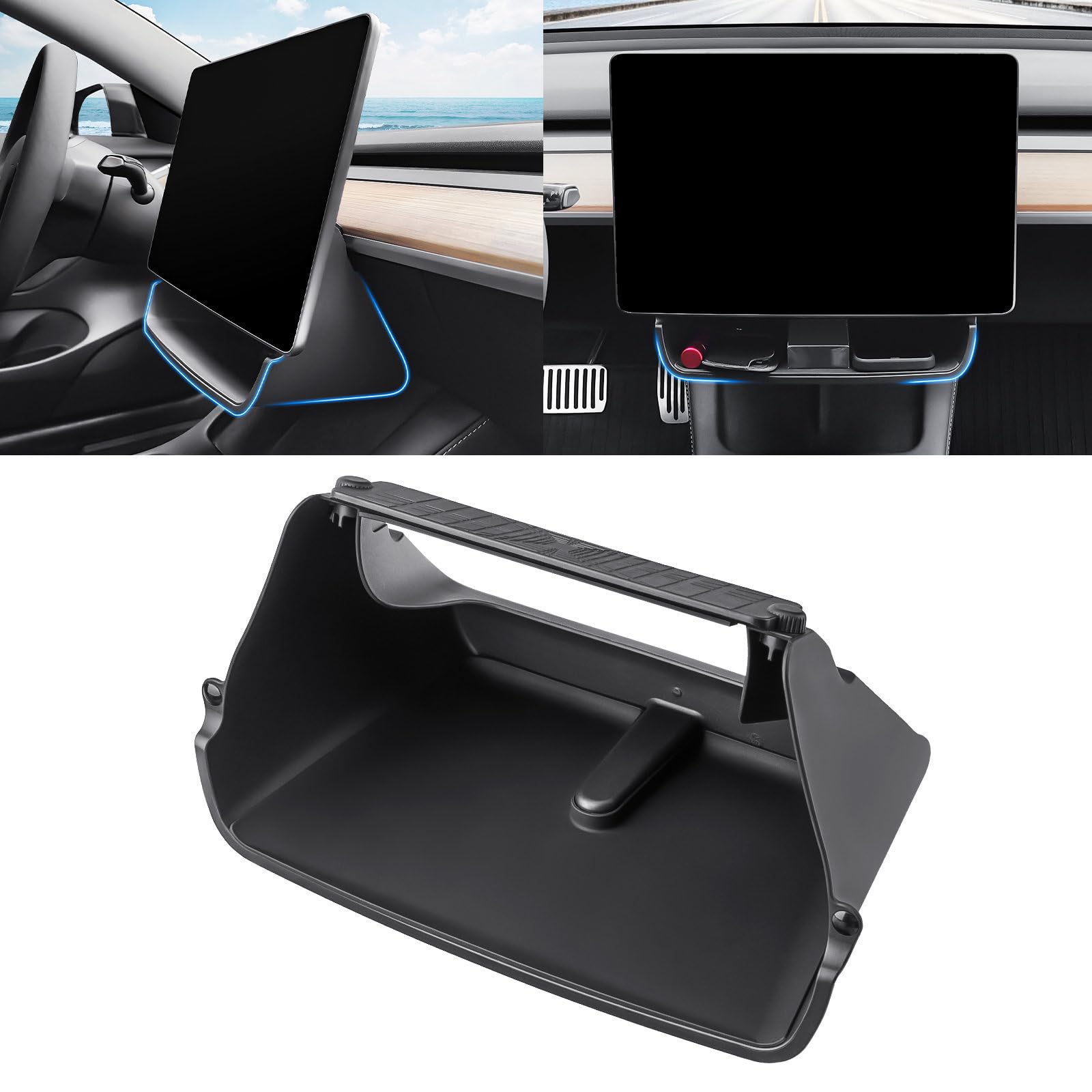 Model 3/Y Under Screen Storage Organizer, Center Console Organizer Tray Compatible with Model 3 Model Y Accessories 2023-2017 | Easy Magnetic Installation