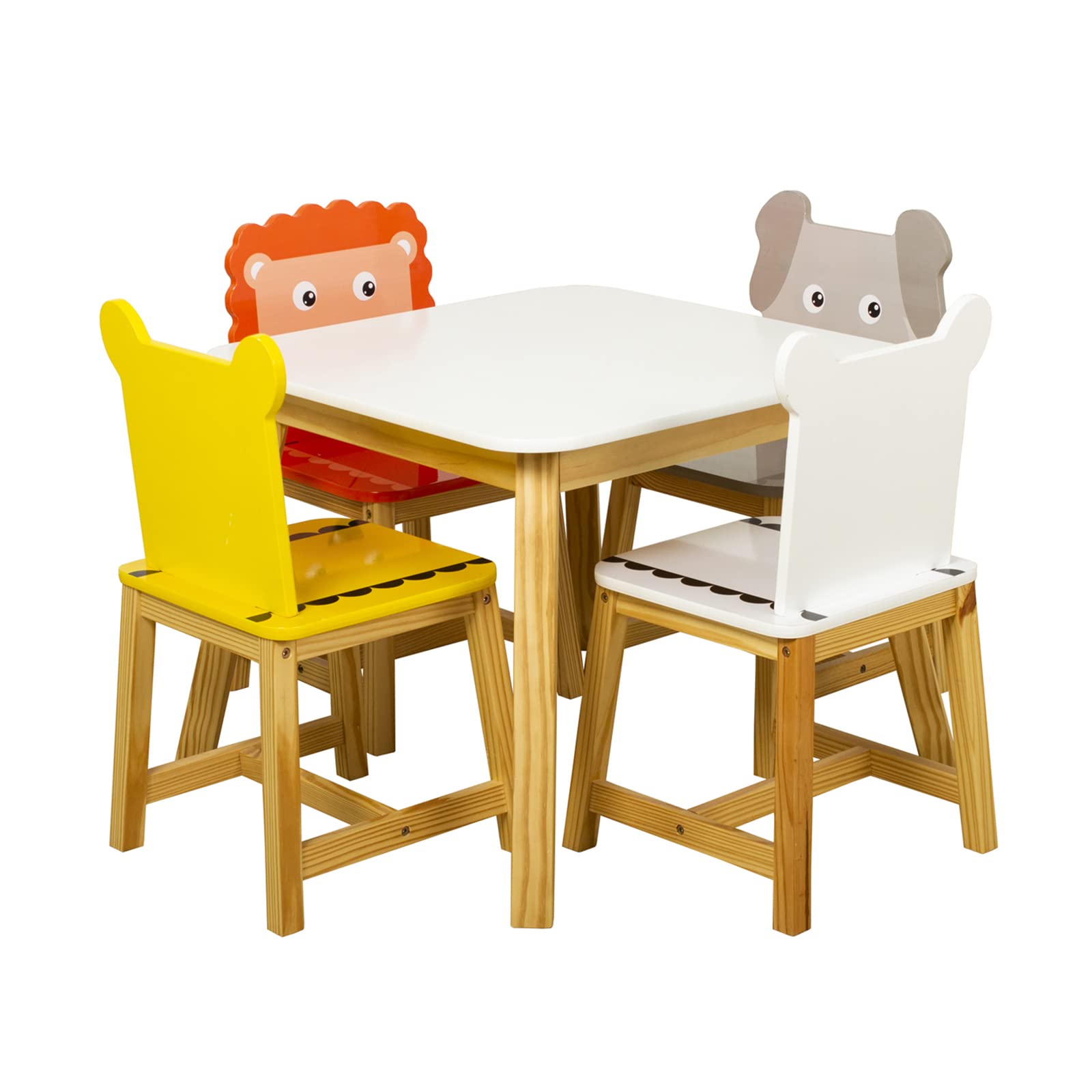 Buy Goujxcy 5Piece Kids Table and Chairs Set, Wooden Children Activity