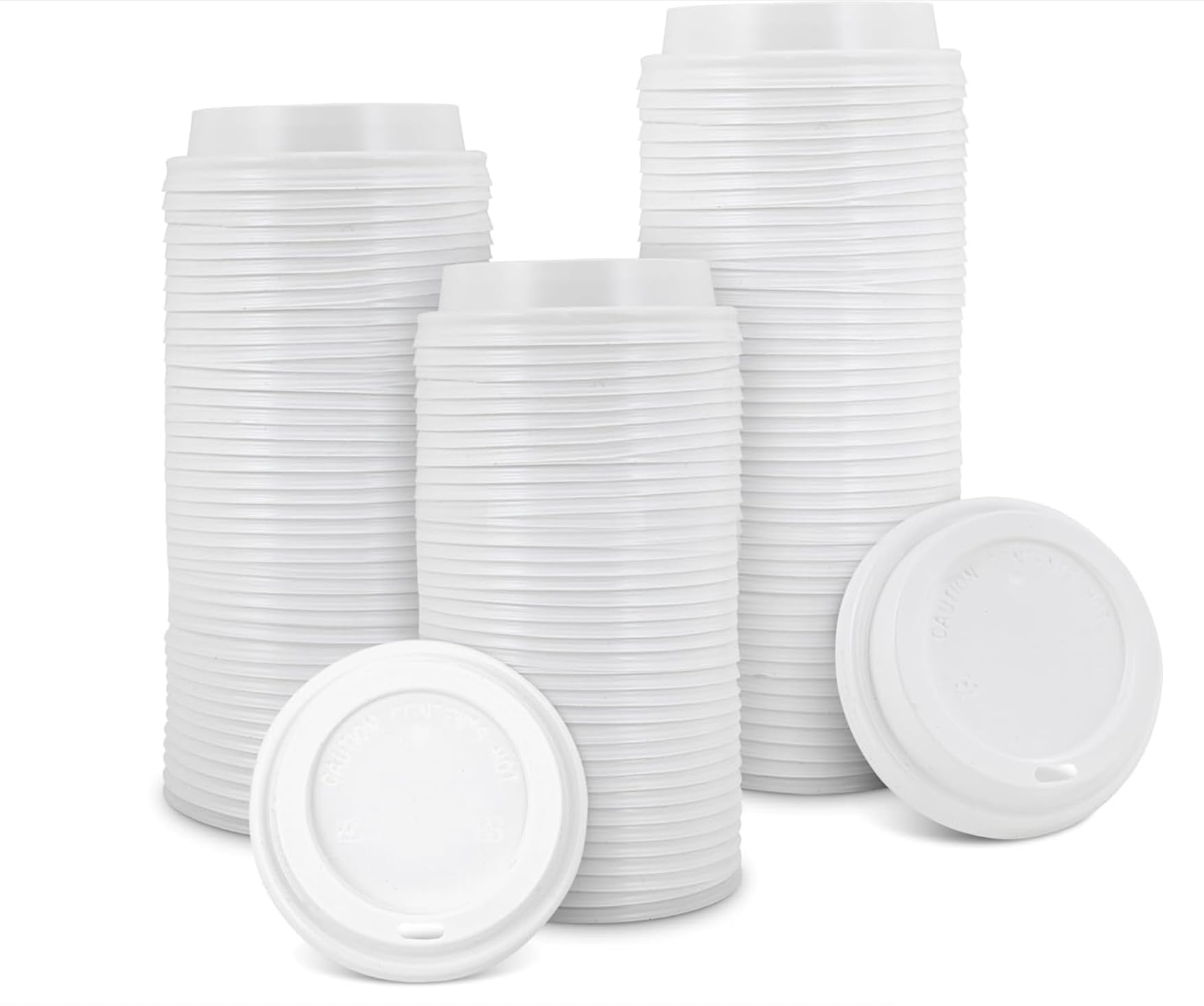 Clearly Sip Lids for Paper Coffee Cups, Pack of 100 Disposable White Sip Lids to Fit 12oz/ 16oz Paper Coffee Cups