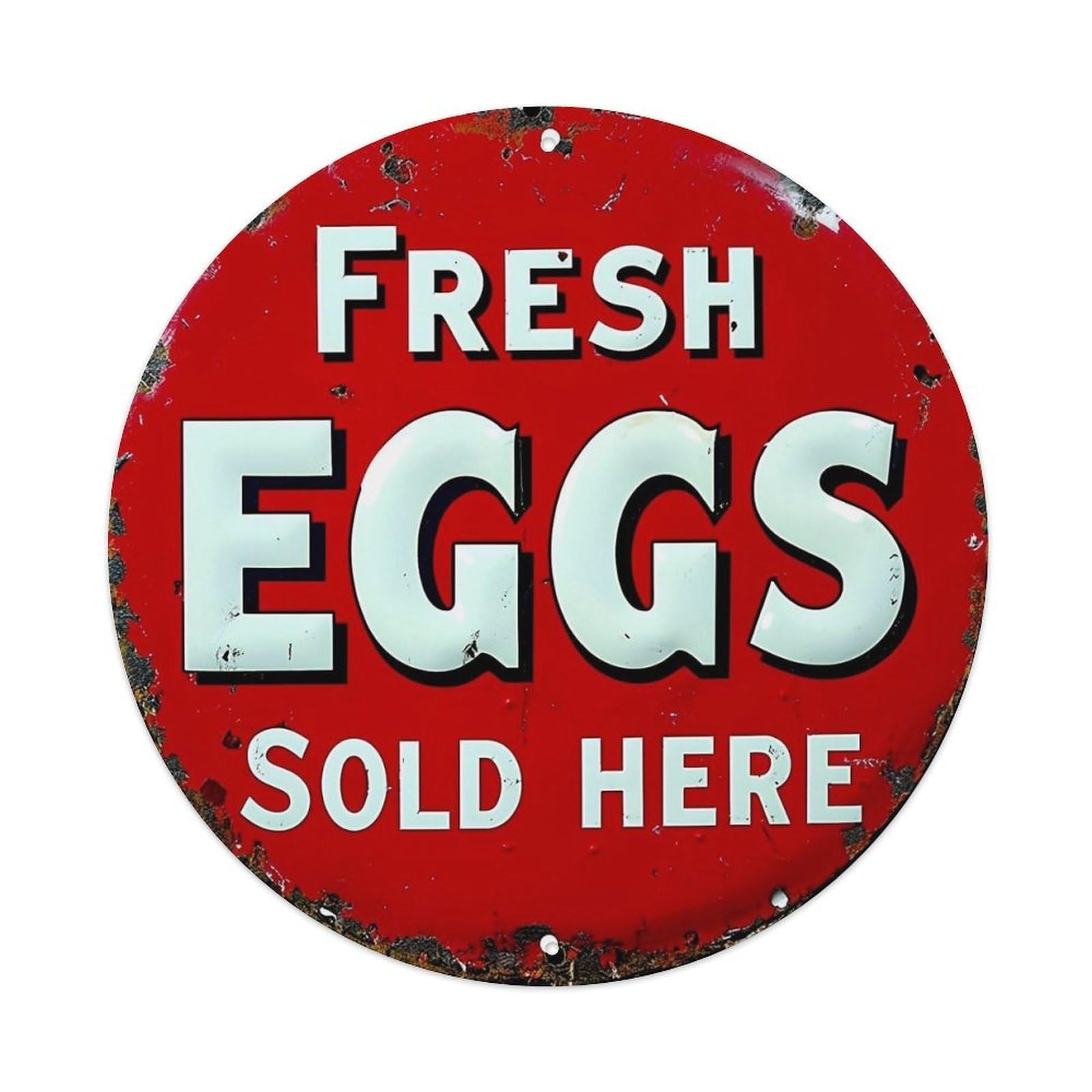 Fresh Eggs Sold Here Sign Round Tin Sign Vintage Metal Sign Home Bar Garden Indoor & Outdoor Wall Decor Retro Metal Poster 8x8 Inch