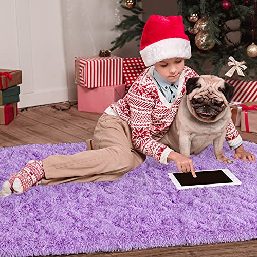 image for Noahas Ultra Soft Fluffy Bedroom Rugs Kids Room Carpet Modern Shaggy A