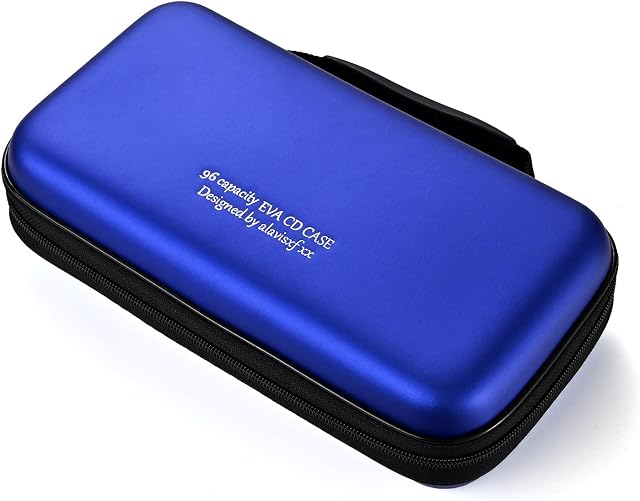 LIOVODE DVD Case, 96 Capacity EVA CD Case Holder Storage Organizer Portable Protective DVD Disc Wallet Holder for Car (96 Capacity, Blue96)