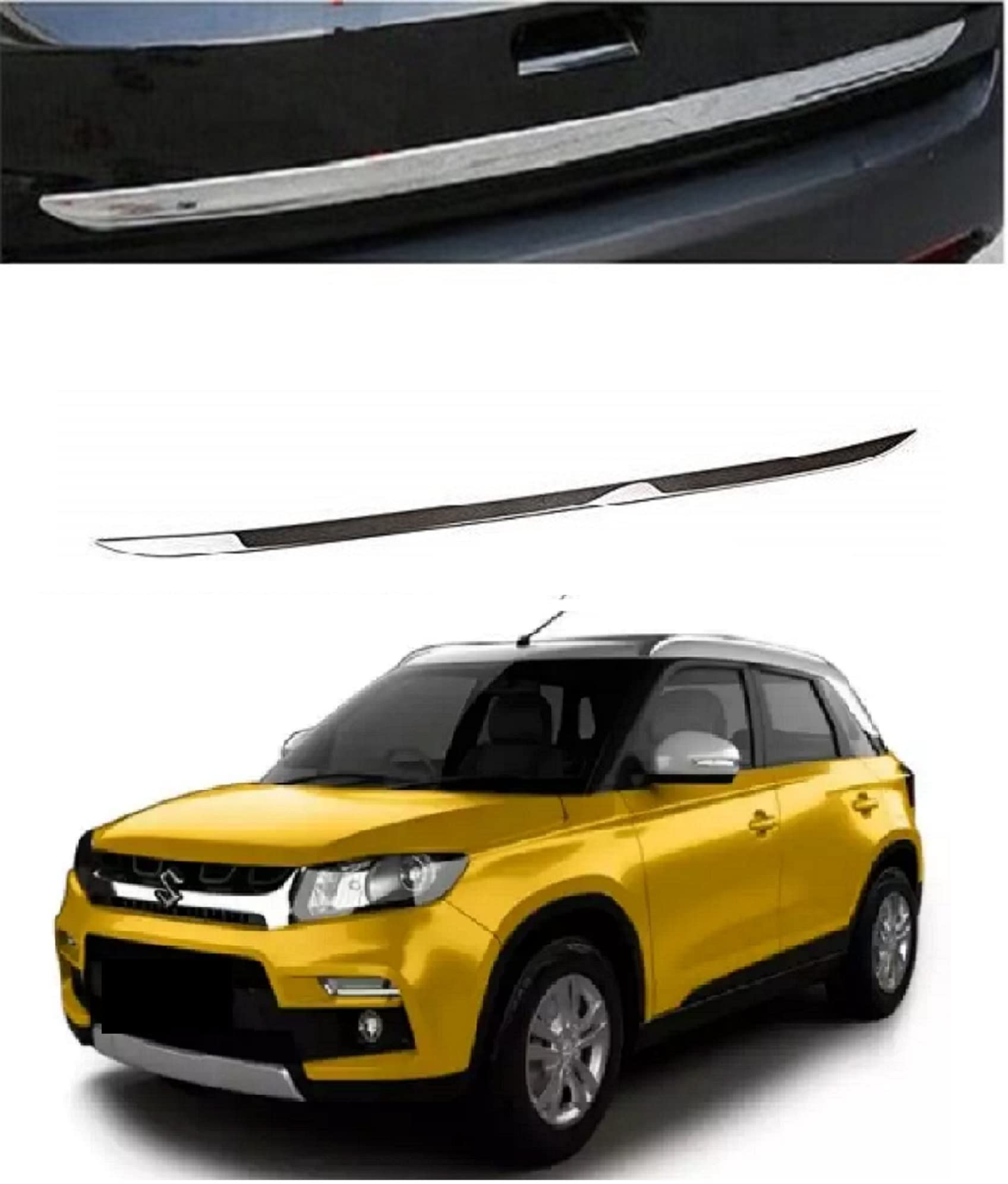 Trigcars M A R U T I Vitara Brezza New Car Dicky Boot Chrome Garnish Steel Strip Patti