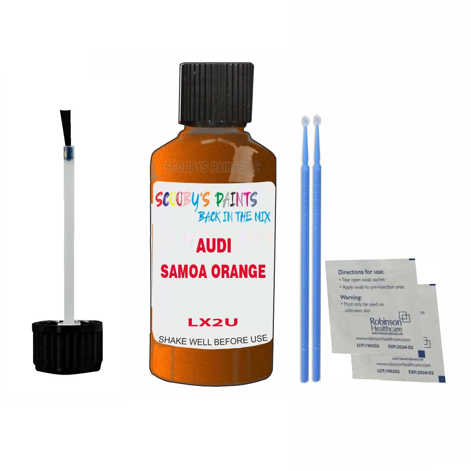 Scoobys Paints Back In The Mix Samoa Orange Touch Up Paint For Audi Q3 Lx2u 2011-2018 30Ml Bottle Brush Scratch Stone Chip Repair Pen