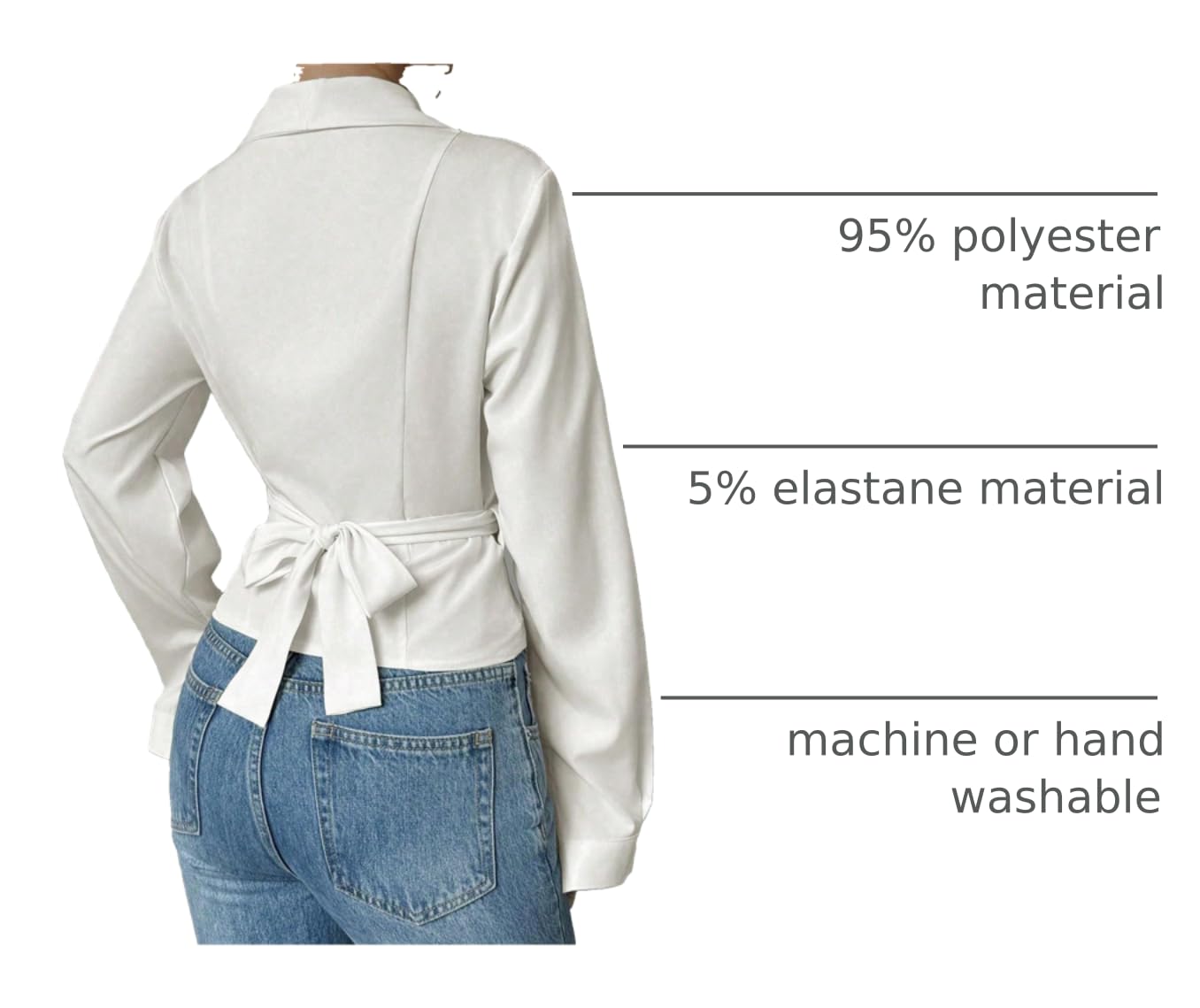 Floerns Women's Elegant Shawl Collar Shirts Long Sleeve Wrap Tie Back Work Blouse Tops