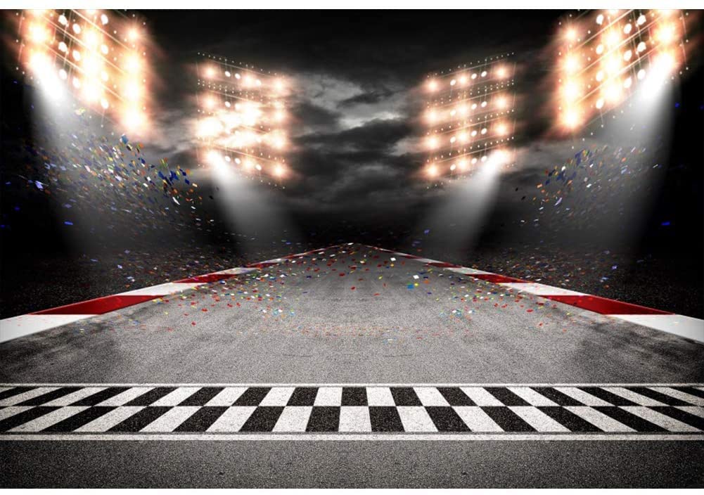 Buy CSFOTO 10x8ft Finish Line Race Track Backdrops Car Racing
