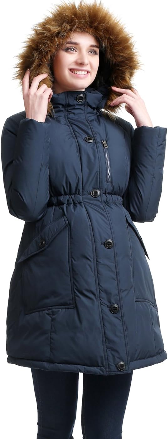 Momo Maternity Outerwear Women Nori Hooded Down Parka Coat Pregnancy Winter Jacket