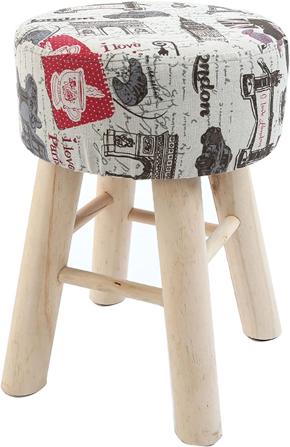 Ottomans hauts ronds avec housse lavable et pieds en bois massif pour salon