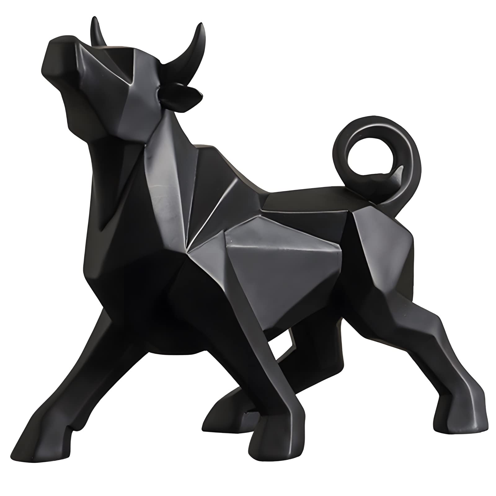 Statua di toro in resina Scultura di animali Arredamento moderno e figura Decorazione astratta di toro per figurine da collezione Ornamenti da tavolo per ufficio a casa （nero）