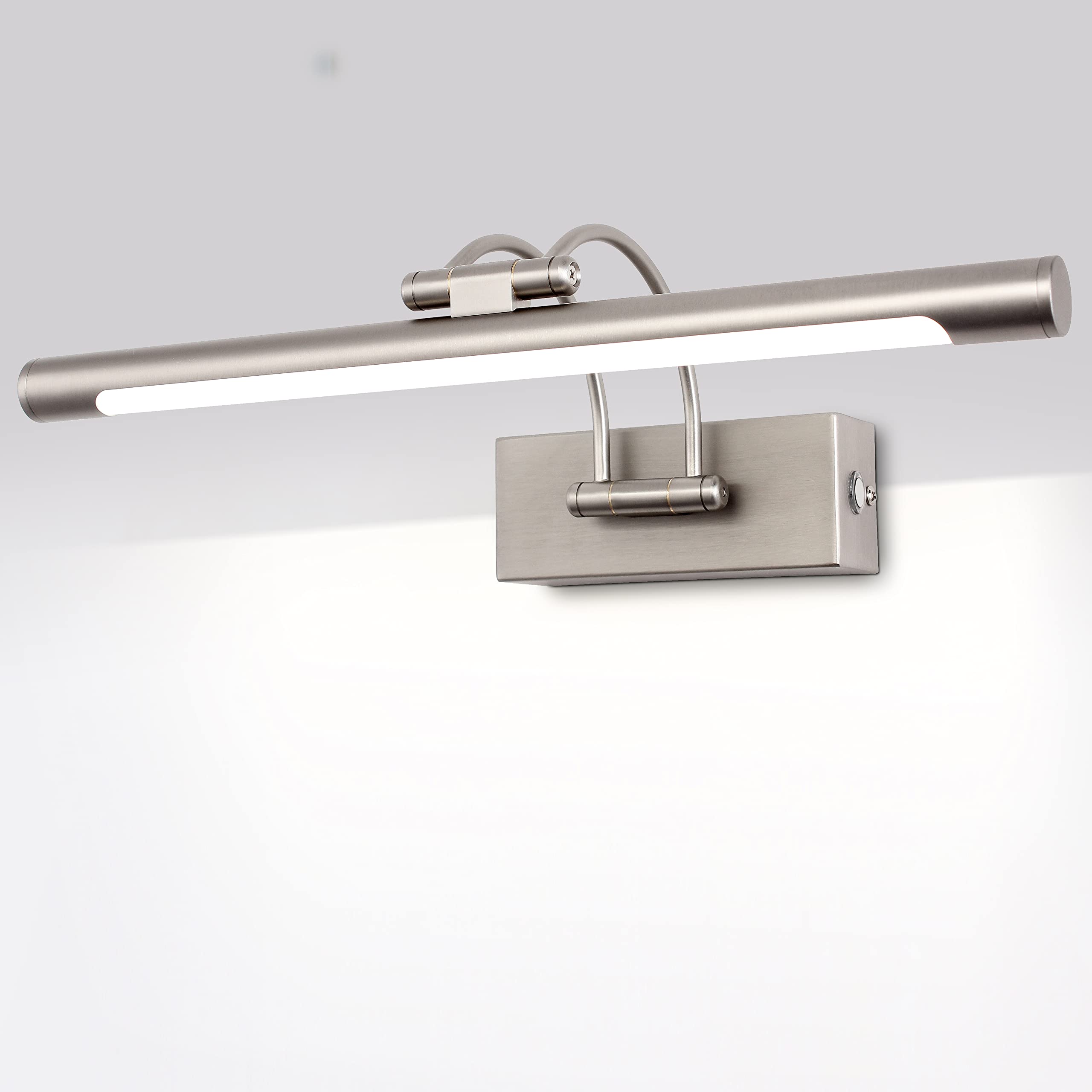 MantoLite Dimmbar Bild Wandleuchte 8w Nickel 40cm LED Badspiegel mit Drehbarem Lampenkopf 3000K/4500K/6000K