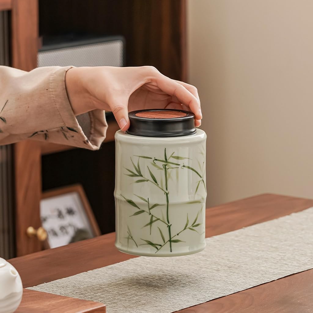 Juego De Té Latas de té pintadas a Mano, latas de cerámica Resistentes a la Humedad for el hogar, latas de té Chinas Selladas, latas for almacenar té Tarro para Guardar Té