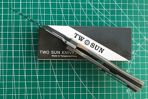 Miniatura 6 de TwoSun Cuchillo plegable de 8.54 pulgadas con hoja M390 Tc4 Titaniofibra de carbono Mango Flipper Pocket Camping Tool TS306-M390