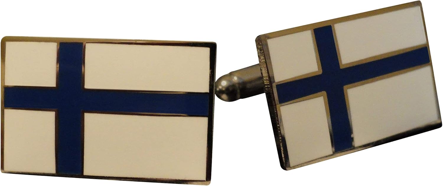 Finnish Flag Cufflinks, Lapel Pins, Tie Bars, Earrings, Jewelry and Accessories