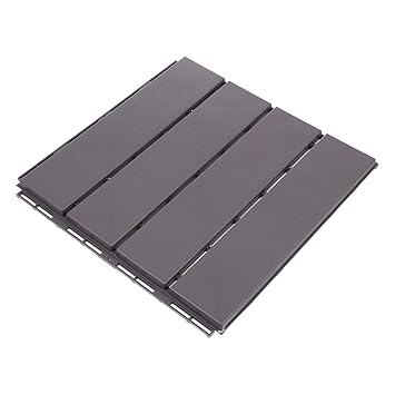 EXCLUZO Interlocking Deck 4 Slat Tiles Patio Deck Tiles Waterproof Outdoor Flooring All Weather Use Patio Floor Decking Tiles for Porch Poolside Balcony Backyards