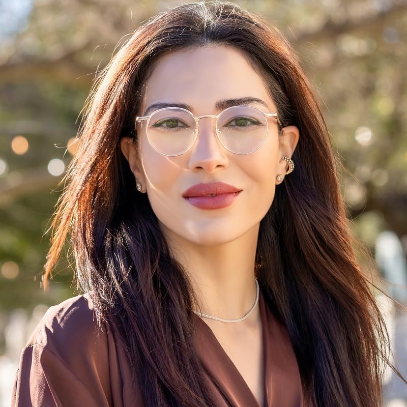 Miniatura 5 de 2SeeLife Lentes de lectura con borde de metal dorado para hombres y mujeres para lucir modernos con visión clara, lectores duraderos para mujeres y