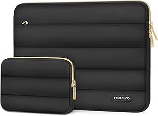 MOSISO 13.3 インチ ノートPCケース、13-13.3 インチ ふわふわなラップトップスリーブケース、 対応機種 MacBook Air 13.6 M4 M3 M2 M1/Pro 13/14、HP Dell ASUS Lenovo、小さなポーチ付き ポリエステル 横型バッグ(ブラック)